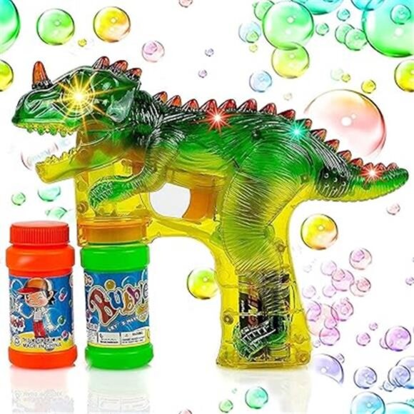 Dinosaur Bubble Machine for Kids 3-5. Dino Bubble Gun LED Lights - Picture 7 of 7